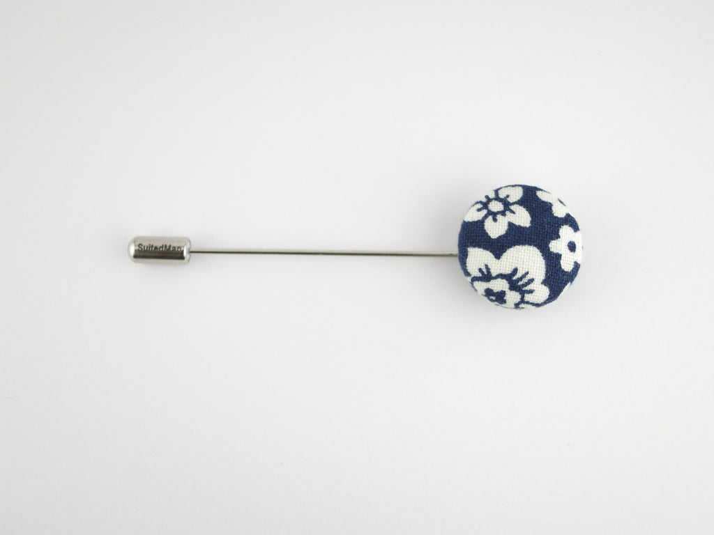 Pin Lapel Fabric Button, Navy Floral - SuitedMan
