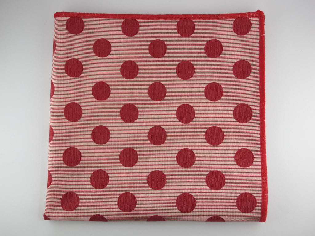 Pocket Square, Dots, Red Chambray Stripes - SuitedMan