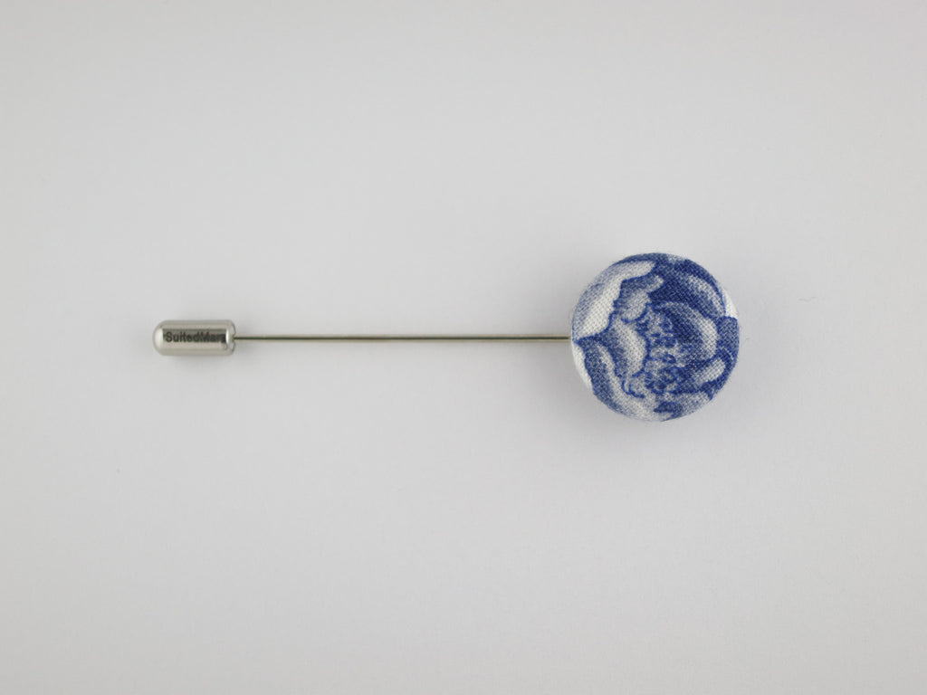 Pin Lapel Fabric Button, Bluebird - SuitedMan