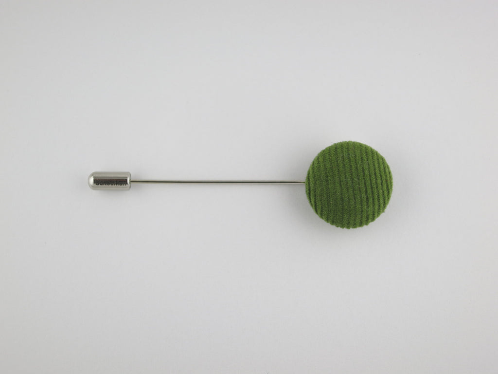 Pin Lapel Fabric Button, Corduroy, Green - SuitedMan