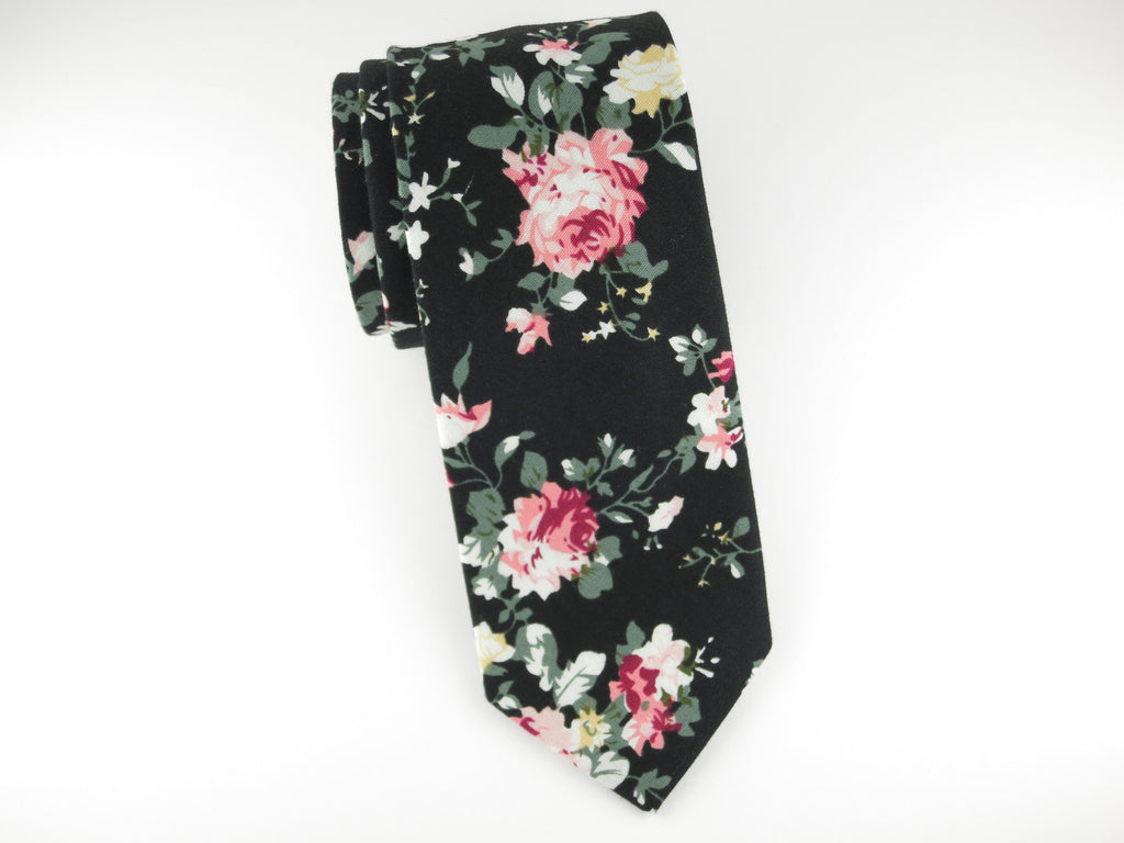 Floral Tie, Peach Rose Noire - SuitedMan