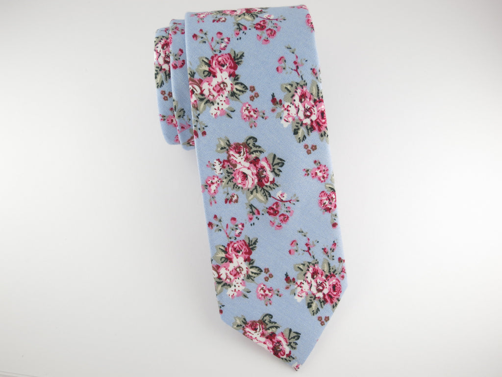 Floral Tie, Blue Vintage Bloom - SuitedMan