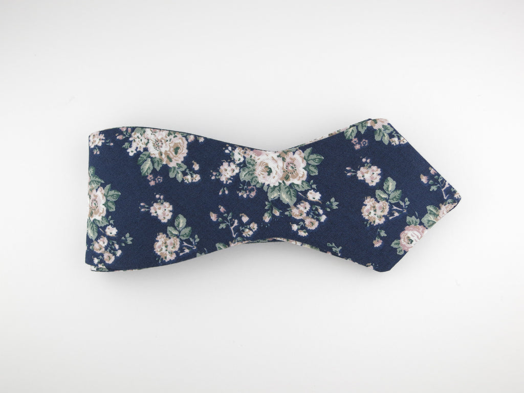 Floral Bow Tie, Vintage Bloom, Pointed End - SuitedMan