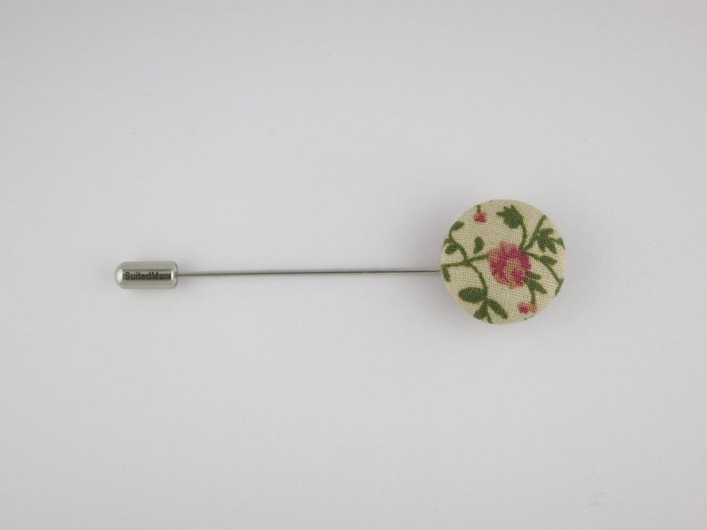 Pin Lapel Fabric Button, Vintage Vine - SuitedMan