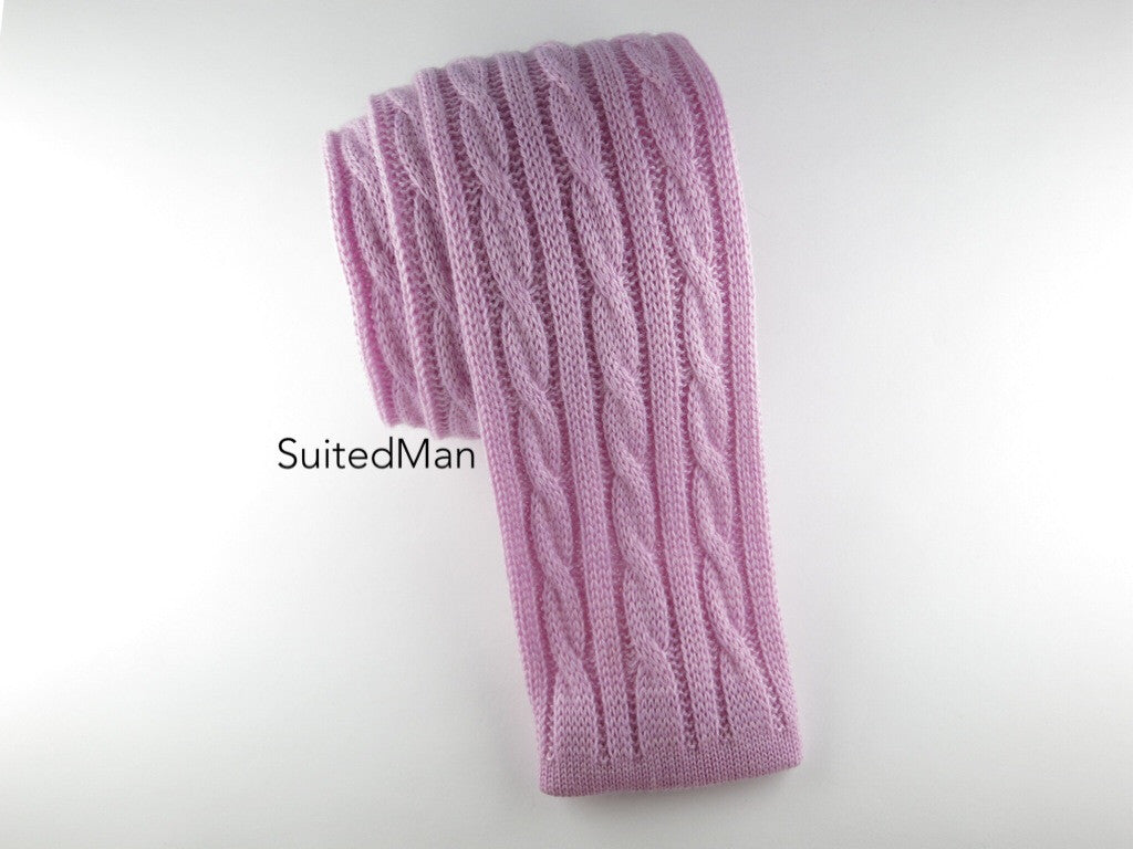 Knit Tie, 3 Cord Cable Knit, English Rose - SuitedMan