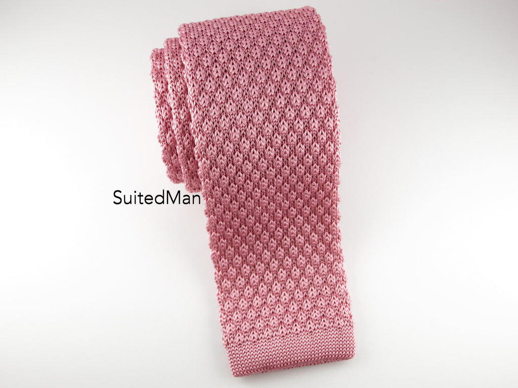 Knit Tie, Textured, Antique Rose - SuitedMan