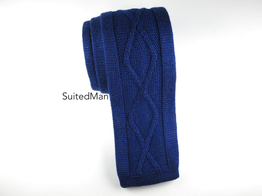 Knit Tie, Helical Cable Knit, Blue Violet - SuitedMan