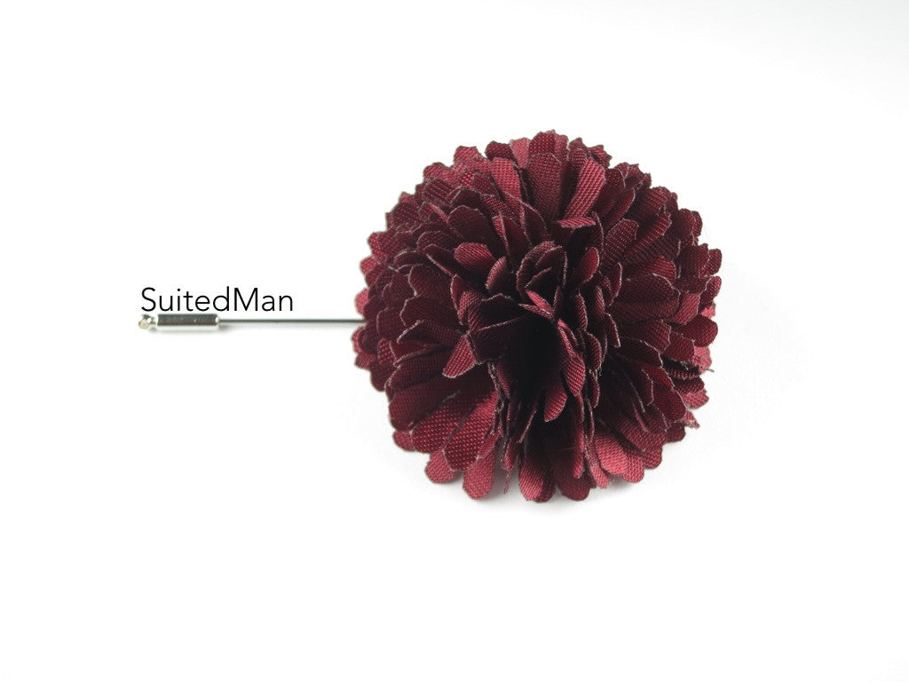 Lapel Flower, Ball, Burgundy - SuitedMan