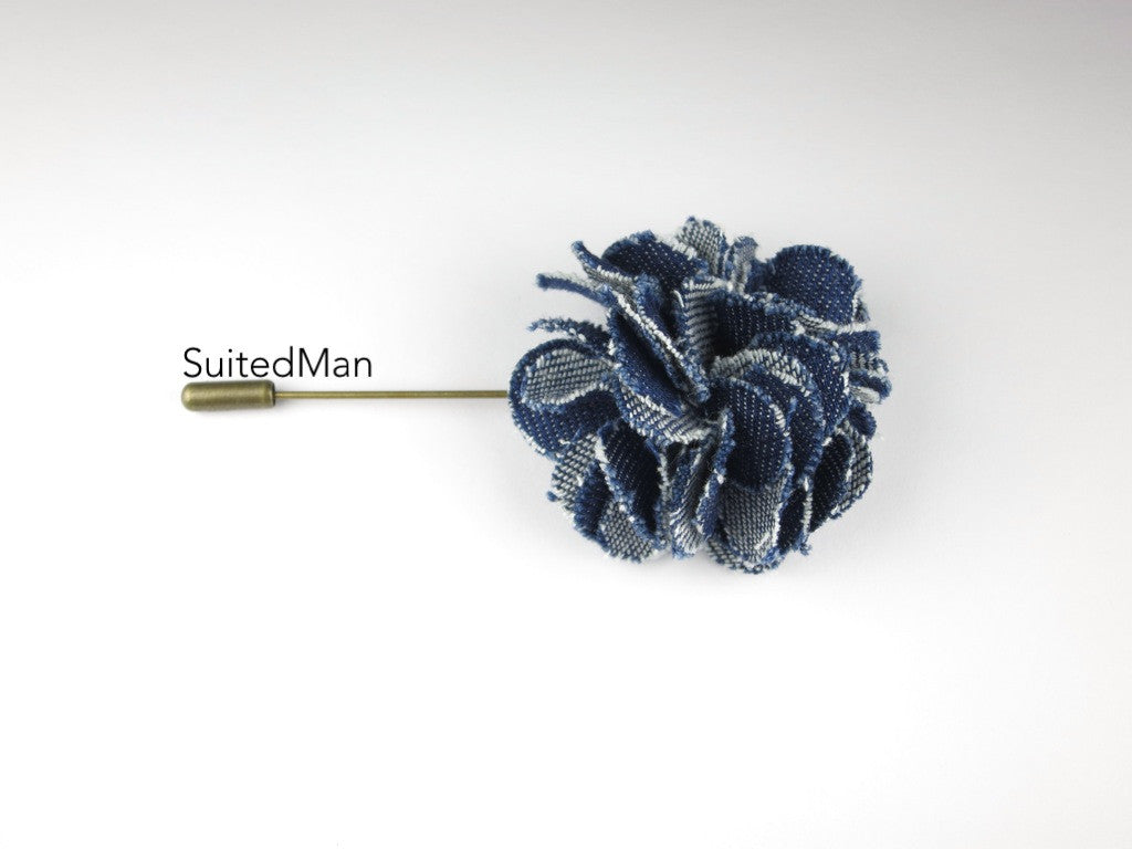 Lapel Flower, Denim, Geranium - SuitedMan