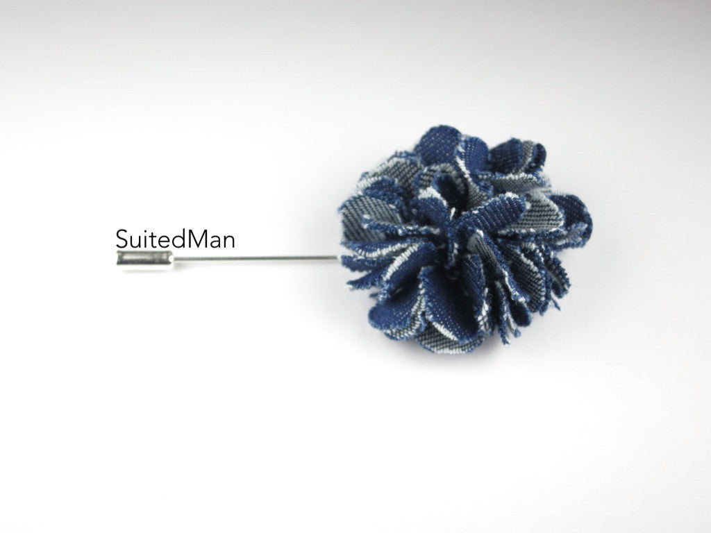 Lapel Flower, Denim, Geranium - SuitedMan