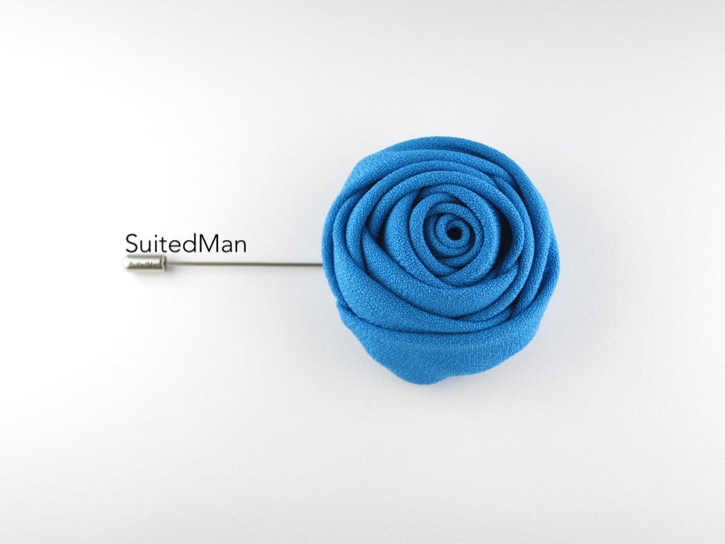 Lapel Flower, Rose, Aqua Blue - SuitedMan