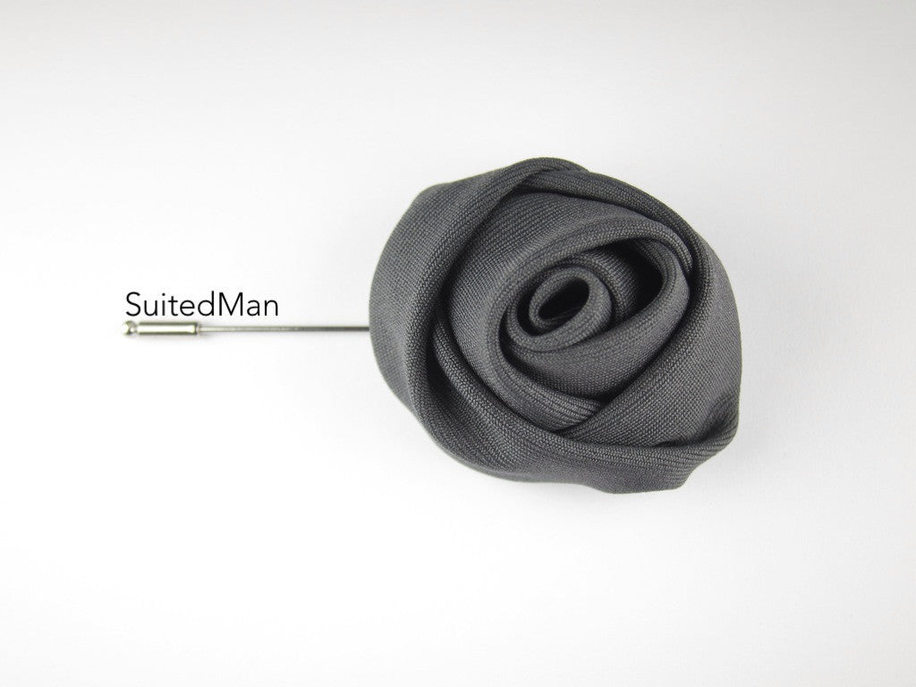 Lapel Flower, Rose, Charcoal - SuitedMan