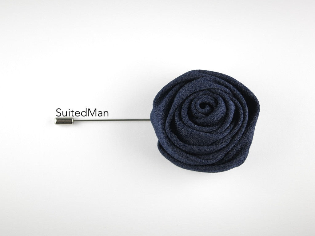 Lapel Flower, Rose, Navy - SuitedMan