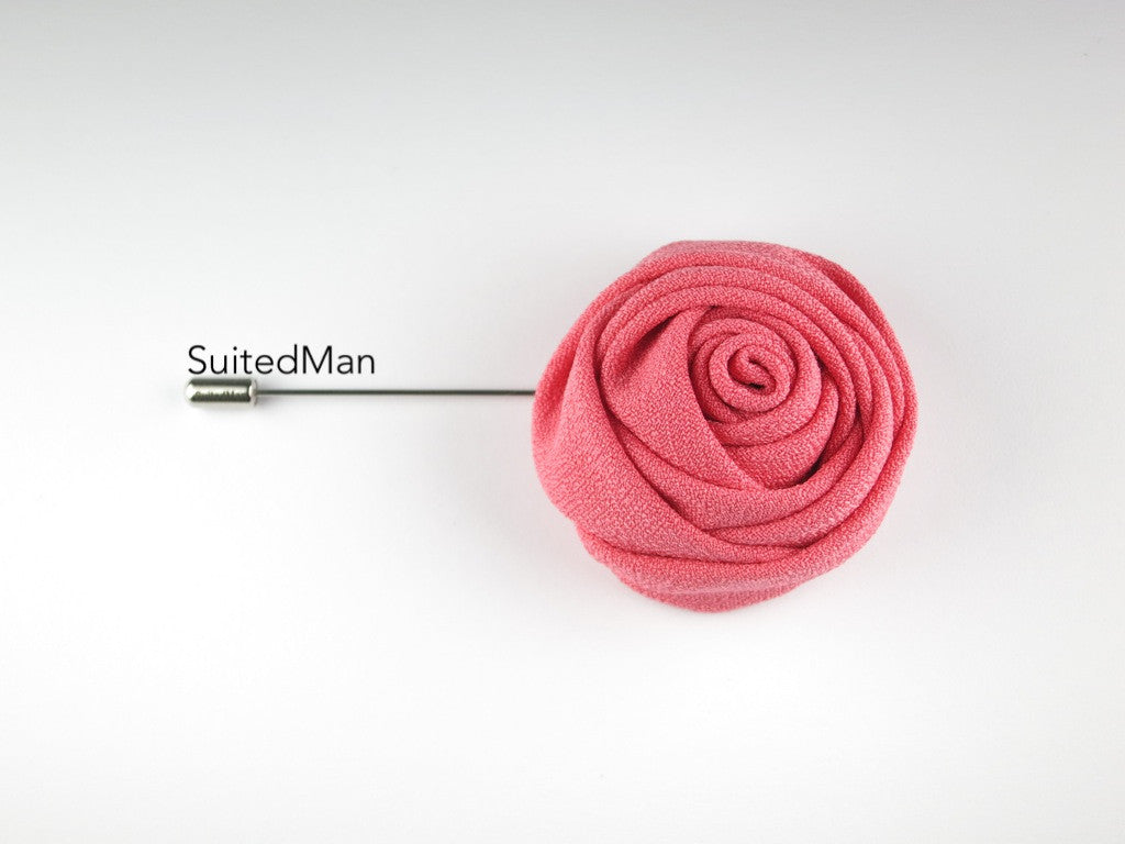 Lapel Flower, Rose, Pink Coral - SuitedMan