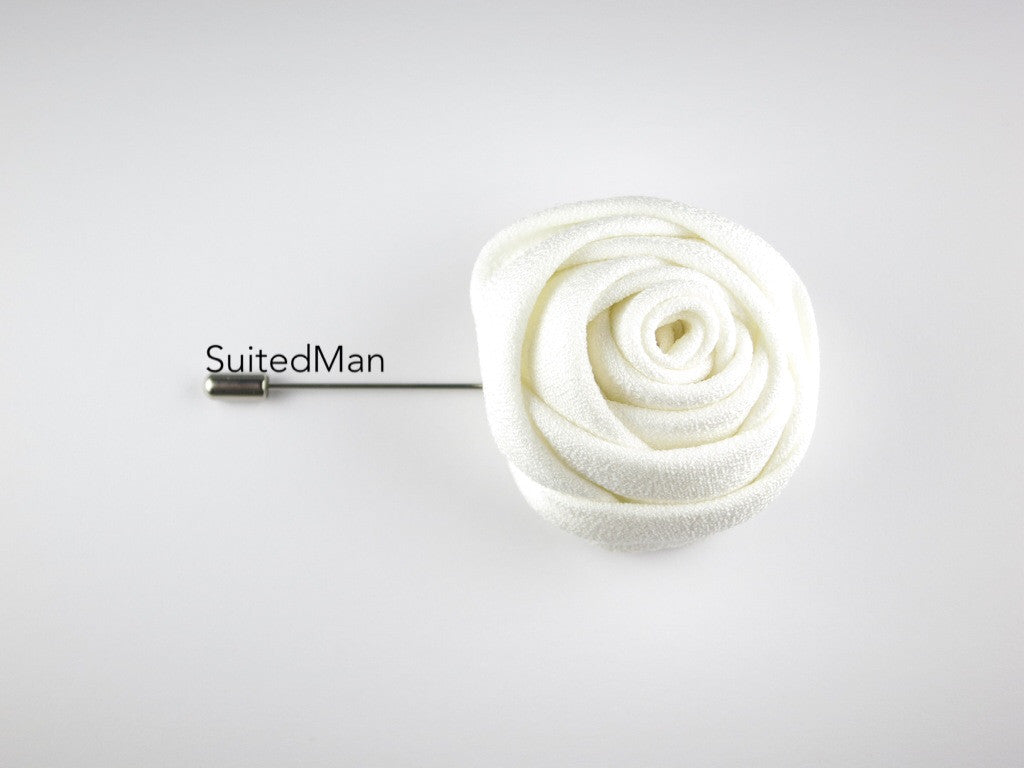 Lapel Flower, Rose, White - SuitedMan