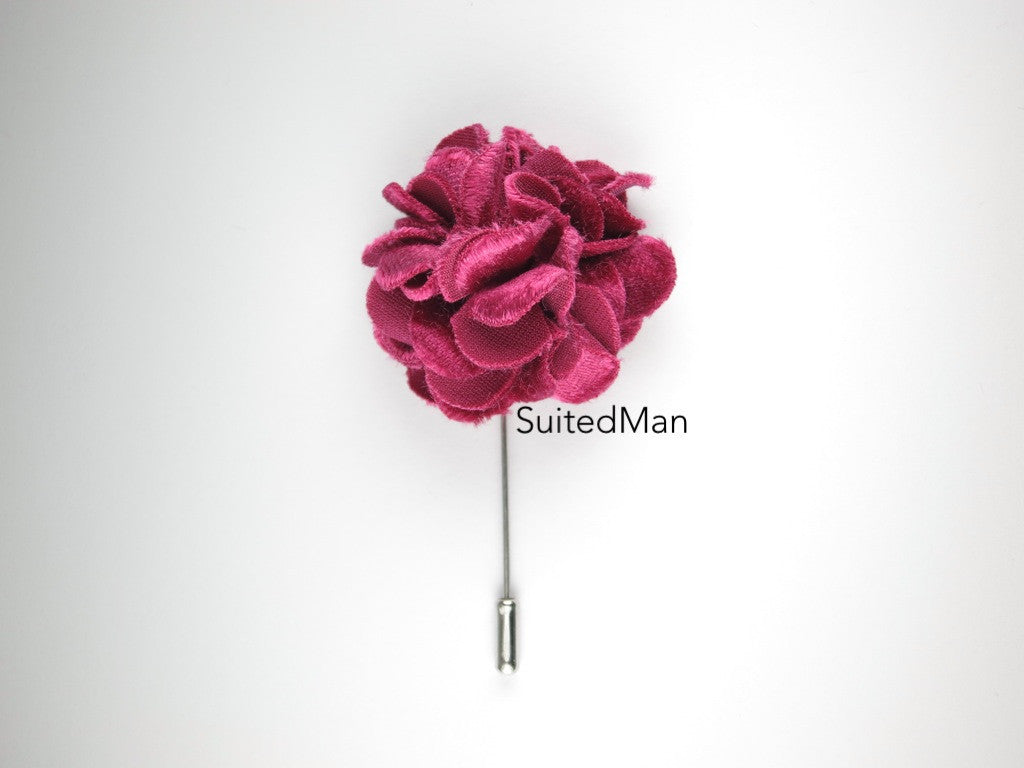 Lapel Flower, Velvet, Berry - SuitedMan