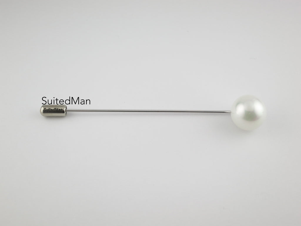 Lapel Pin, White Pearl - SuitedMan