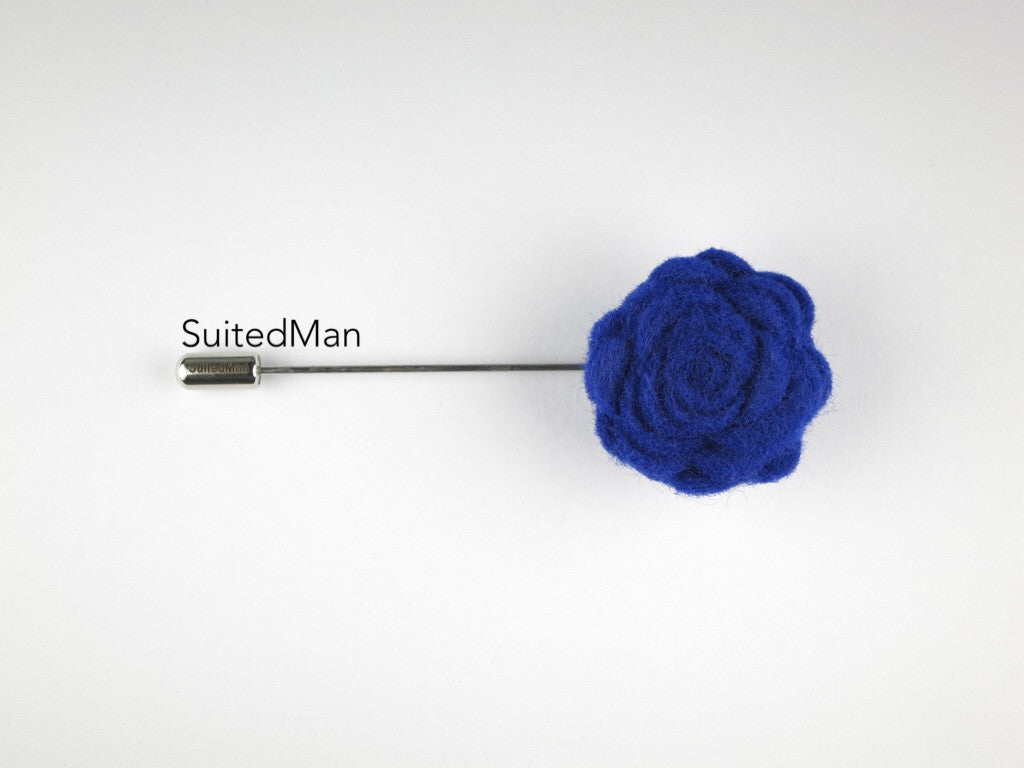 Pin Lapel Flower, Felt, Rosette, Blue Violet - SuitedMan