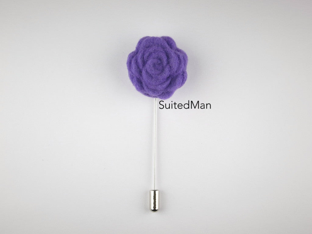 Pin Lapel Flower, Felt, Rosette, Lavender - SuitedMan