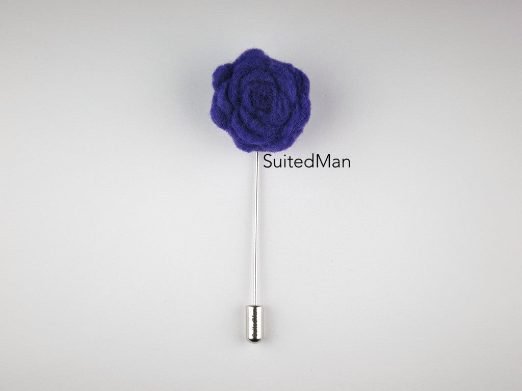 Pin Lapel Flower, Felt, Rosette, Purple - SuitedMan