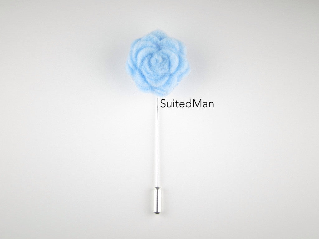 Pin Lapel Flower, Felt, Rosette, Baby Blue - SuitedMan