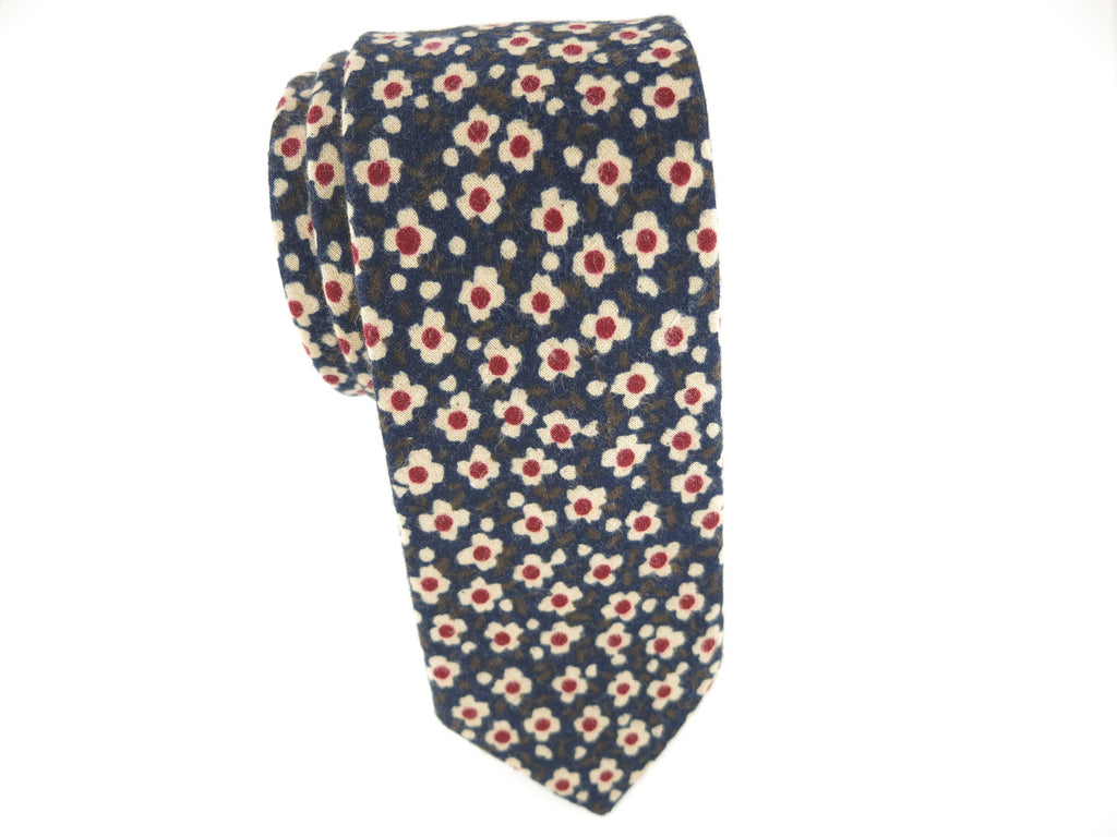 Floral Tie, Navy Petite Blossom - SuitedMan