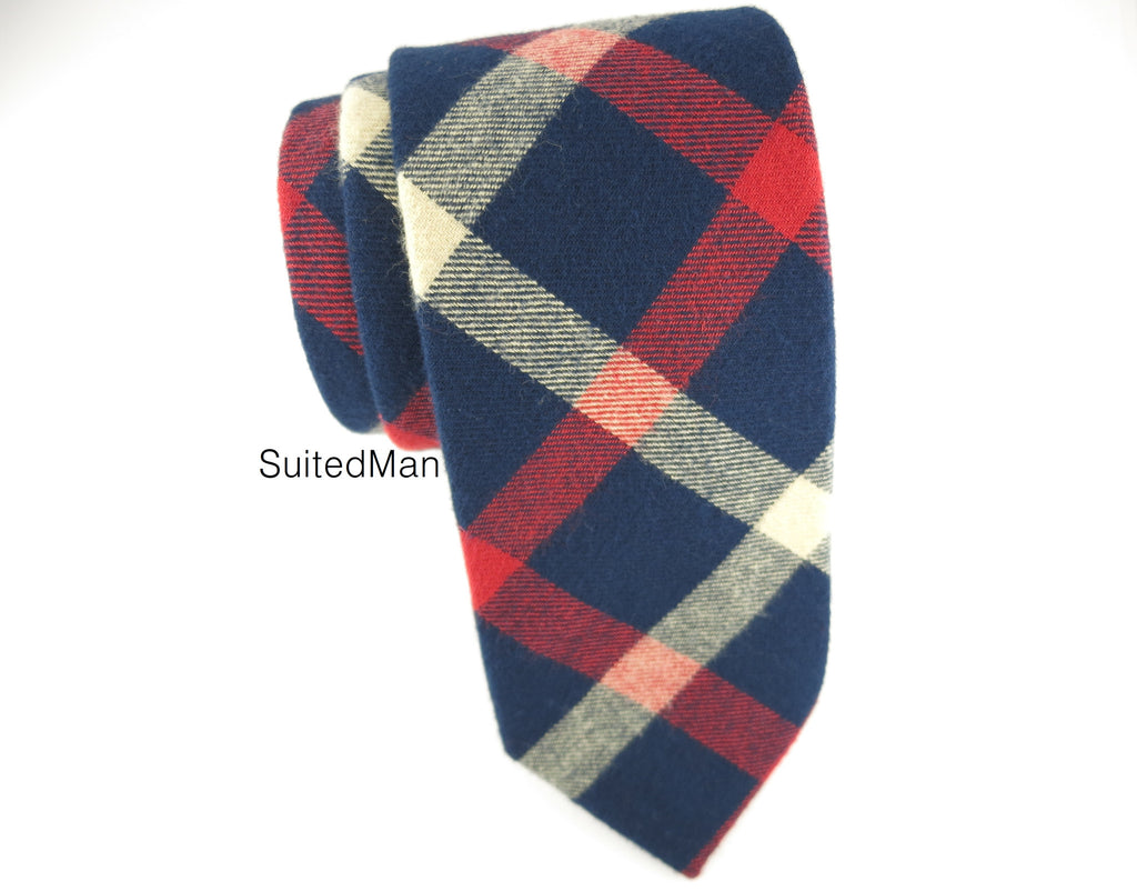 Tie, Plaid, Navy - SuitedMan