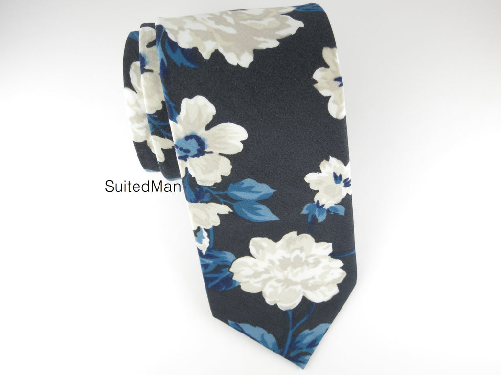 Floral Tie, Navy Rose en Bloom - SuitedMan