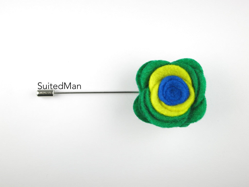 Pin Lapel Flower, Felt, Colorblock, Brazil - SuitedMan