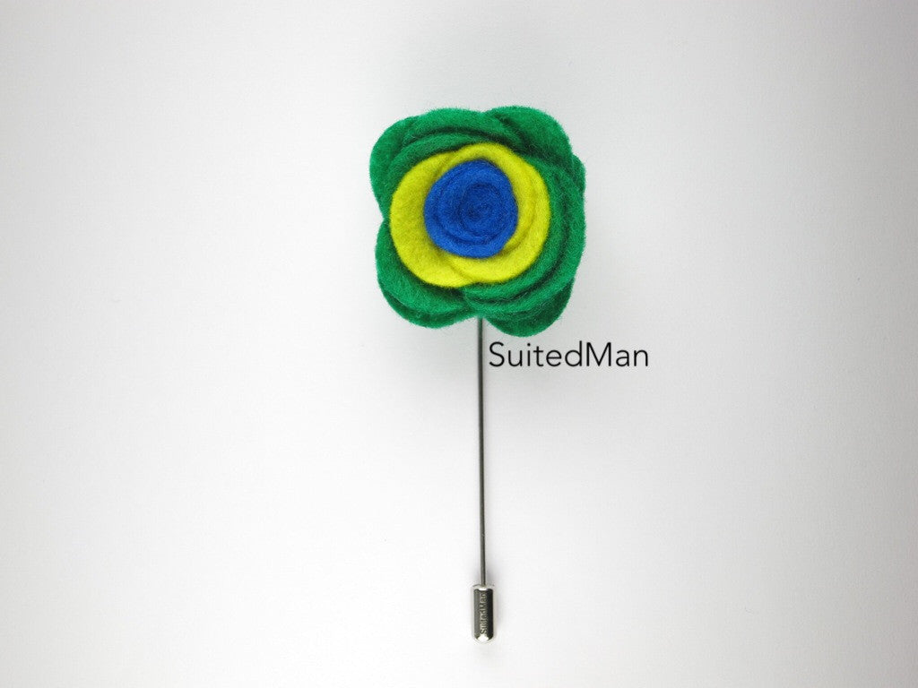 Pin Lapel Flower, Felt, Colorblock, Brazil - SuitedMan