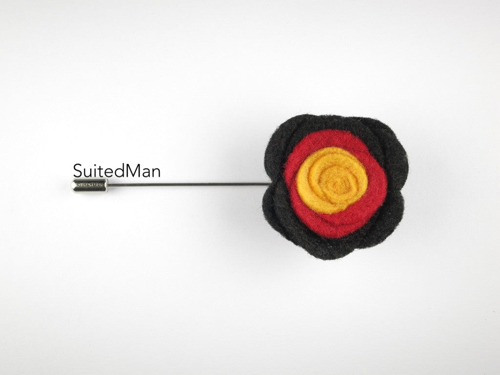 Pin Lapel Flower, Felt, Colorblock, Germany - SuitedMan