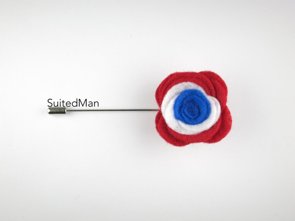 Pin Lapel Flower, Felt, Colorblock, Netherlands/Croatia - SuitedMan