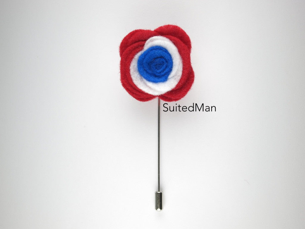 Pin Lapel Flower, Felt, Colorblock, Netherlands/Croatia - SuitedMan