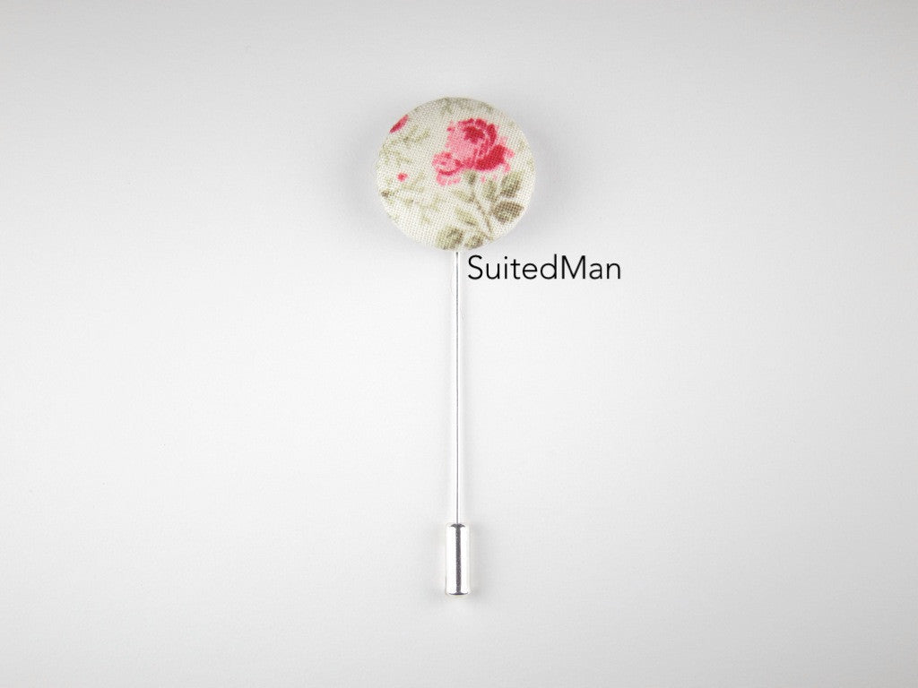 Pin Lapel Fabric Button, English Rose - SuitedMan