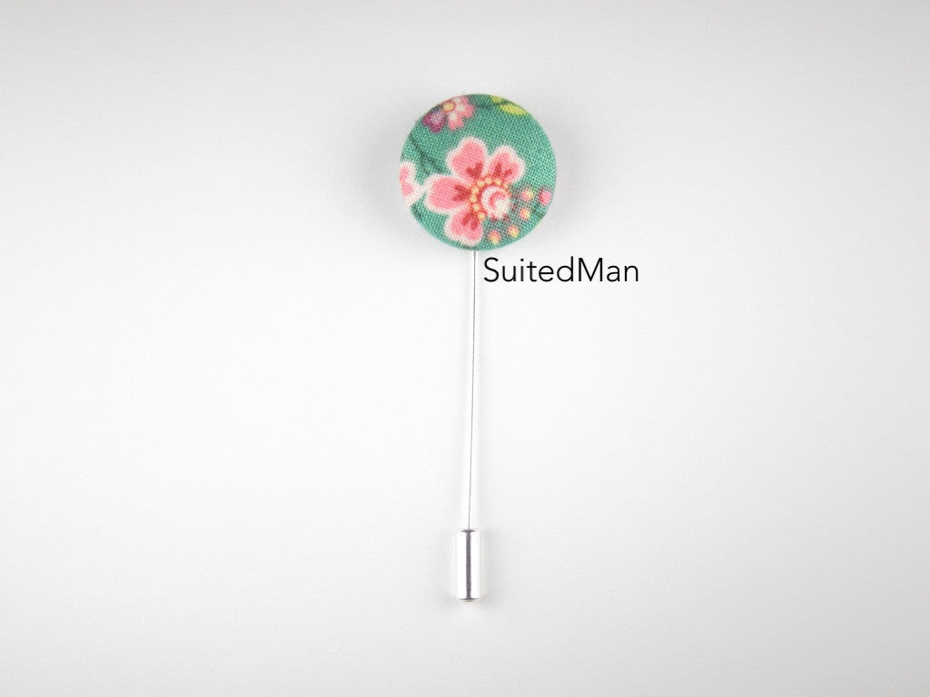 Pin Lapel Fabric Button, Pink Cherry Blossom - SuitedMan