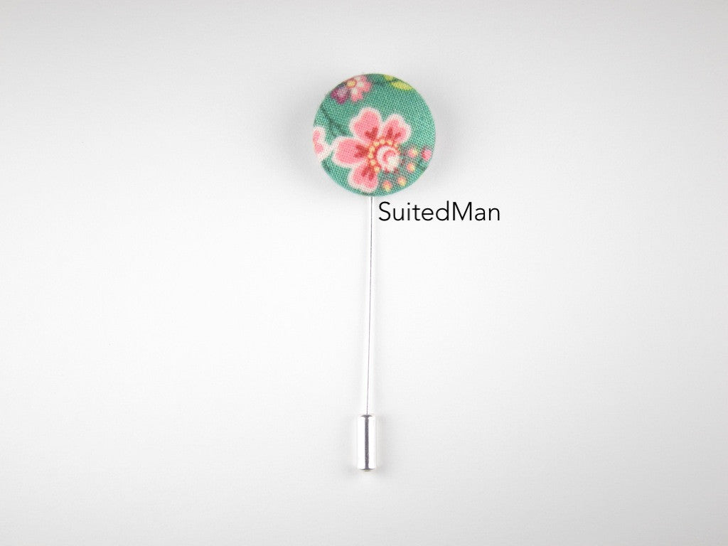Pin Lapel Fabric Button, Pink Cherry Blossom - SuitedMan