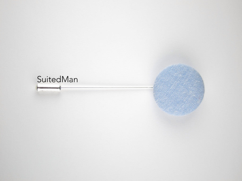 Pin Lapel Fabric Button, Chambray Sky - SuitedMan