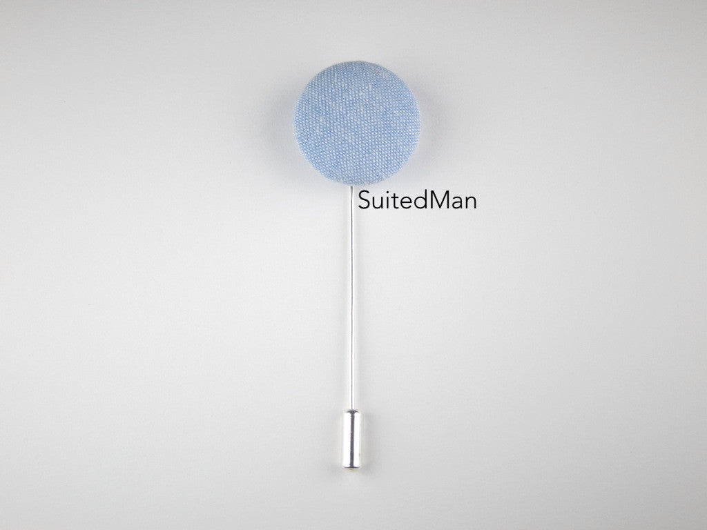 Pin Lapel Fabric Button, Chambray Sky - SuitedMan