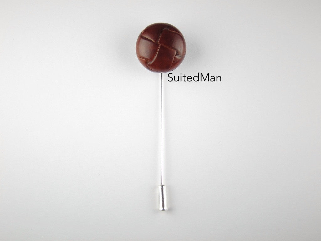 Pin Lapel Leather Button, Cognac - SuitedMan