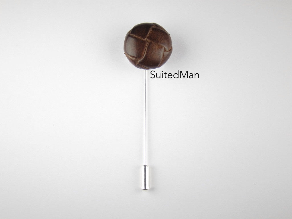 Pin Lapel Leather Button, Cocoa - SuitedMan