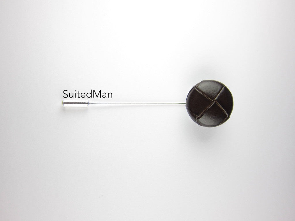 Pin Lapel Leather Button, Dark Chocolate - SuitedMan