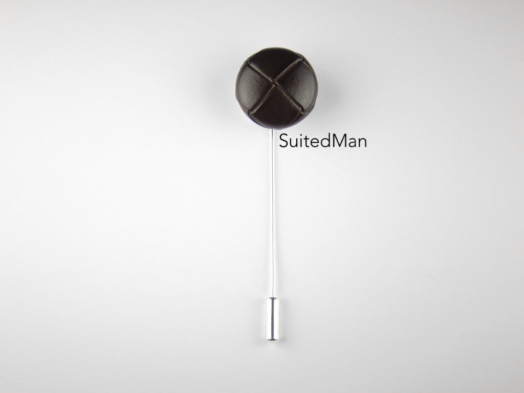 Pin Lapel Leather Button, Dark Chocolate - SuitedMan