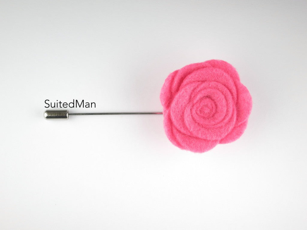 Pin Lapel Flower, Felt, Rose, Bubble Gum - SuitedMan