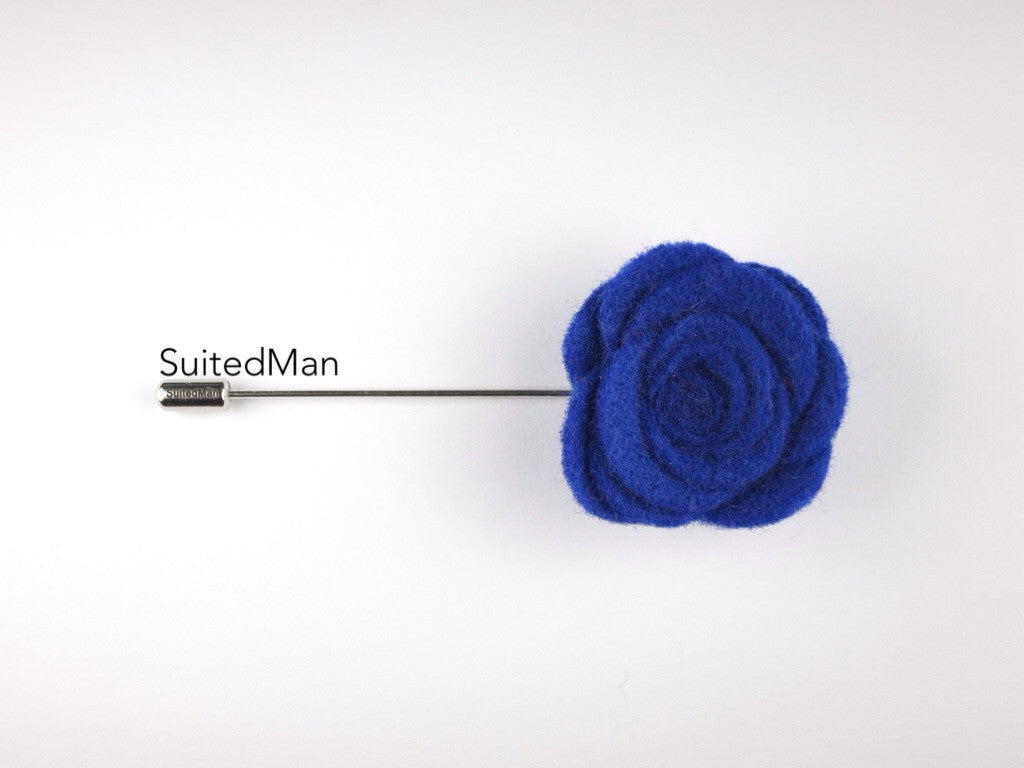 Pin Lapel Flower, Felt, Rose, Blue Violet - SuitedMan