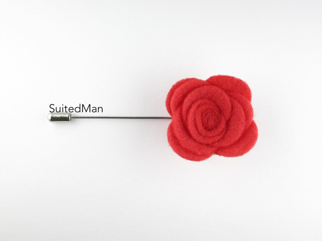 Pin Lapel Flower, Felt, Rose, Coral (Limited) - SuitedMan