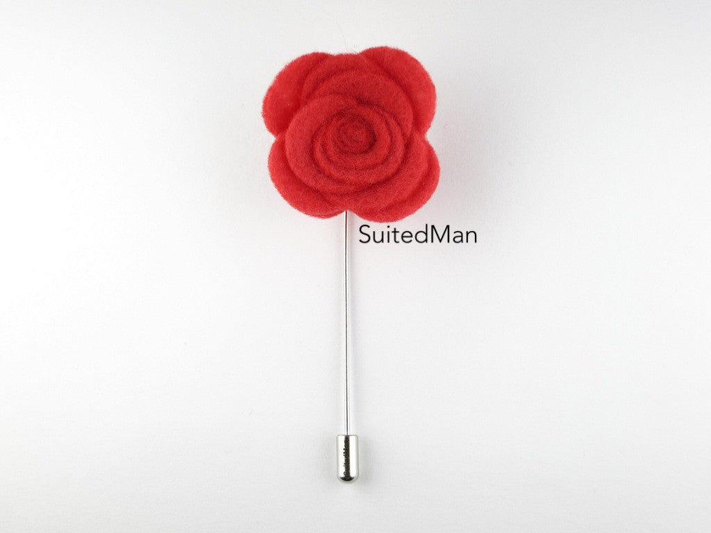 Pin Lapel Flower, Felt, Rose, Coral (Limited) - SuitedMan