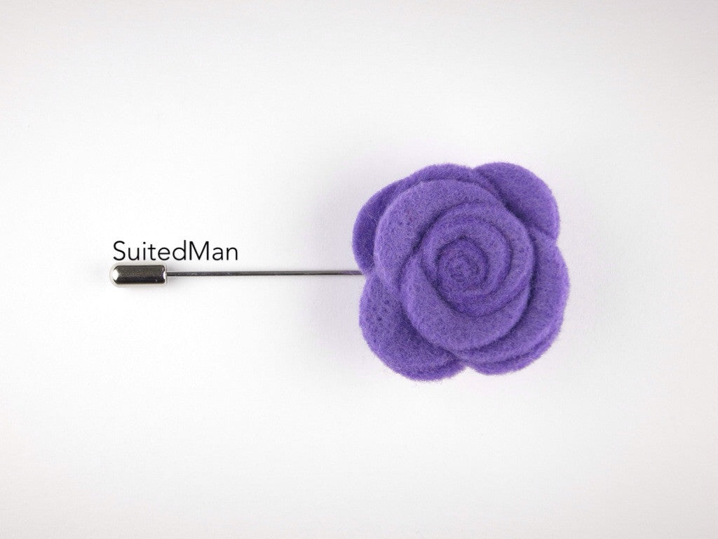 Pin Lapel Flower, Felt, Rose, Lavender - SuitedMan