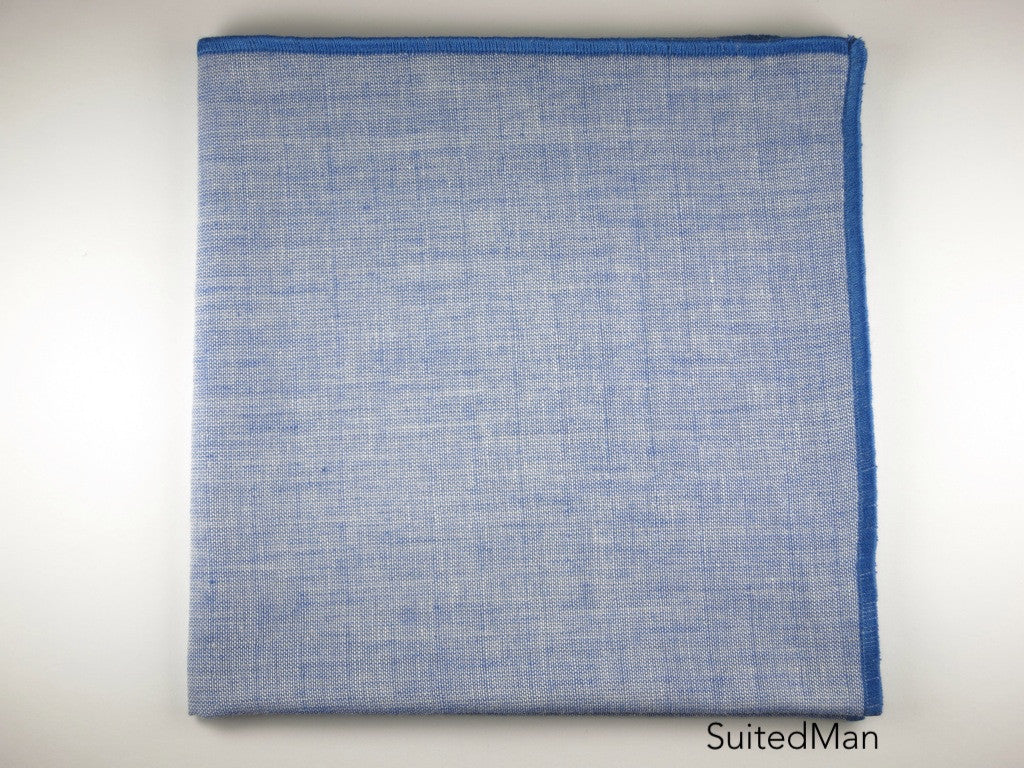 Pocket Square, Chambray Cotton, Blue - SuitedMan