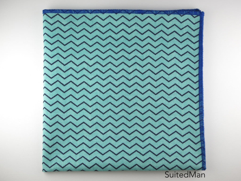 Pocket Square, Chevron, Ocean Blue - SuitedMan