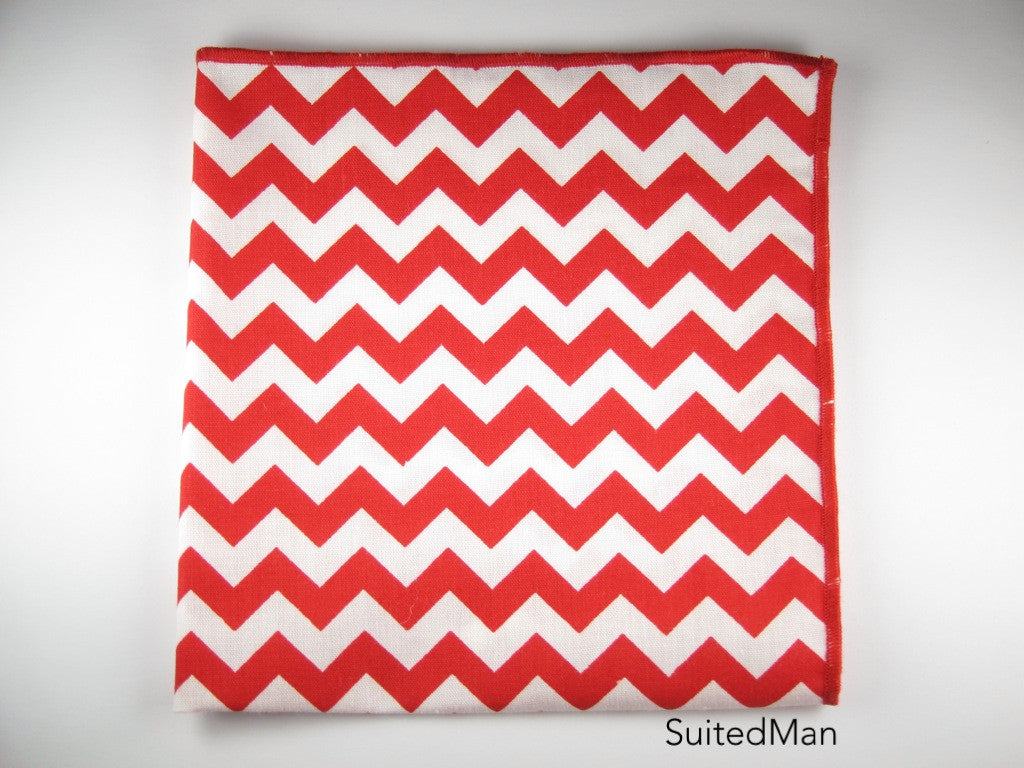 Pocket Square, Chevron, Red - SuitedMan